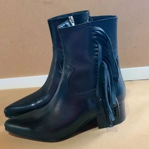 Luxxe Mex Black Fringe Leather Boots